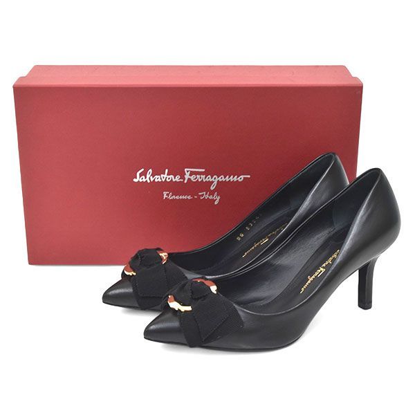 ほぼ新品♪サルヴァトーレフェラガモ TALLA フラワー リボン パンプス
