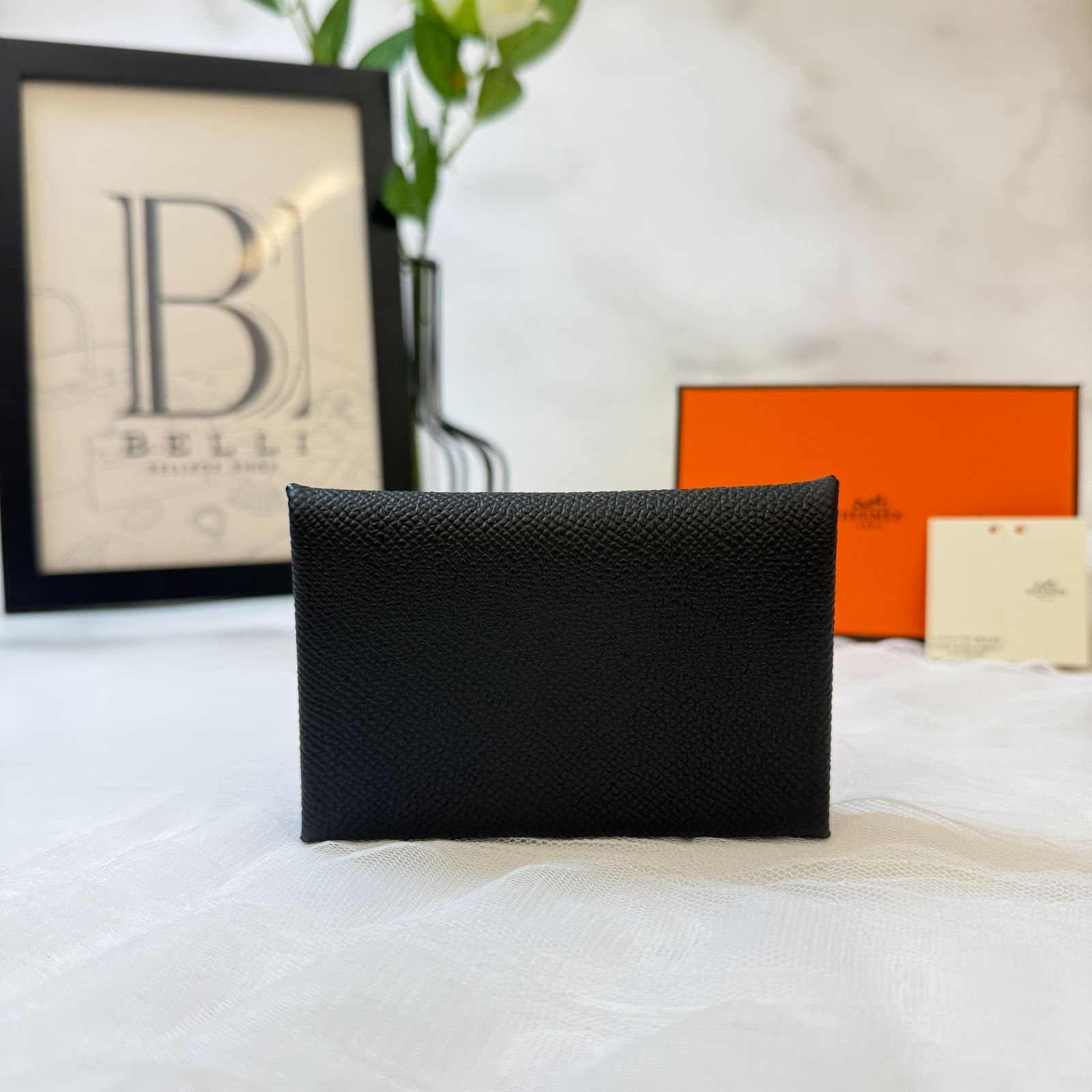 鑑定済み ♥ エルメス カルヴィ ノワール ブラック エプソン W刻印 カードケース 財布 コインケース