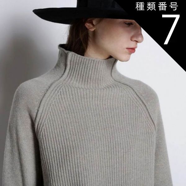 種類7：ネイビー/L プチハイネック ベーシック 切り替え ニット セーター トップス ニットソー セーター 袖あり 長袖 ハイネック モックネック ストレート 切り替えデザイン リブ リブニット 編み込み ニット かわいい 大人可愛い きれいめ シンプル カ