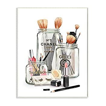 【中古】【輸入品・未使用】Stupell Industries ファッションブランド メイソンジャー入りメイクアップ グラムデザイン Ziwei Li Artによるデザイン 10 x 0.5 x 15 壁飾り