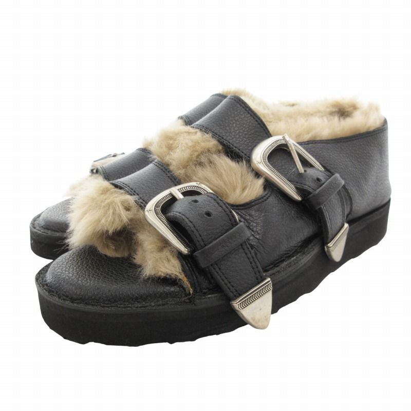 新品CAMINANDO ダブルバックル ファーサンダル カミナンド caminando ダブルバックルファーサンダル シューズ