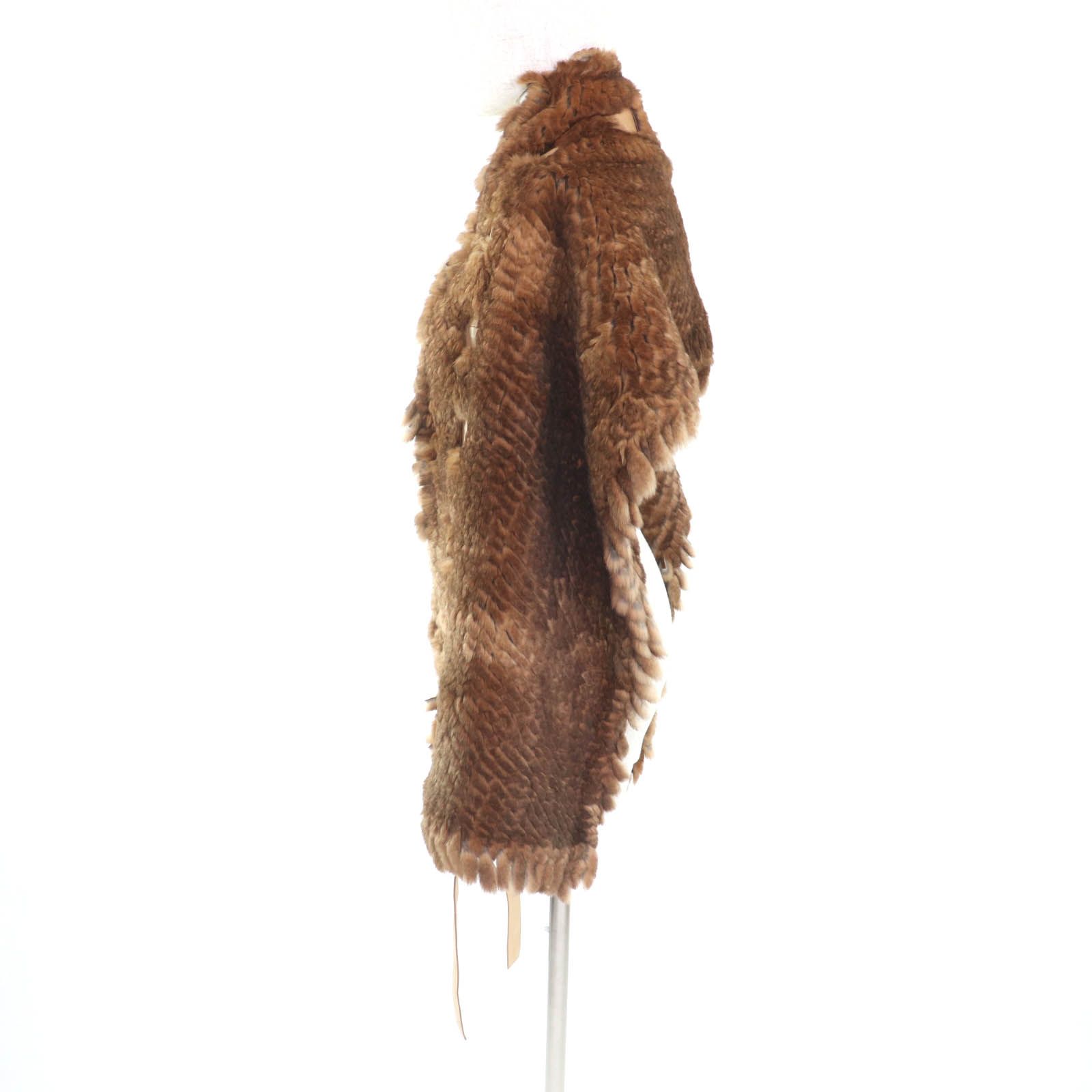 美品☆FENDI フェンディ ラパンファー レザー使い 大判 マフラー  