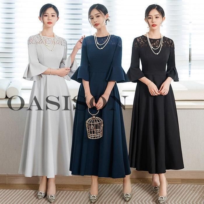 結婚式 ワンピース ドレス パーティードレス ロングドレス S M L XL パーティー 発表会 演奏会 同窓会 成人式liu02