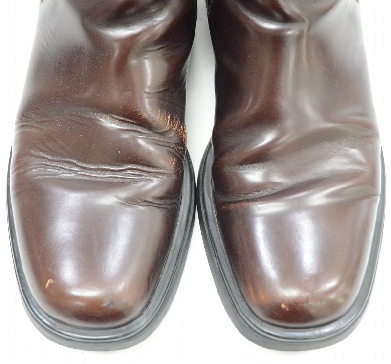メンズPRADA プラダ サイドゴア ブーツ メンズ ブラウン レザー 6 1/2 メンズ  革靴  A-17724