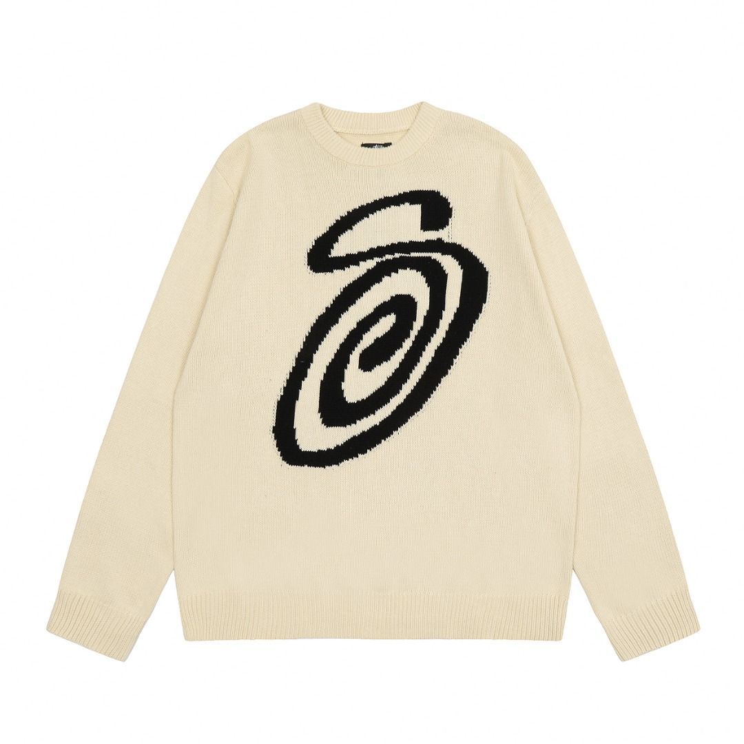 欲しいの STUSSY Curly Logo ニットセーター ユニセックス M米色