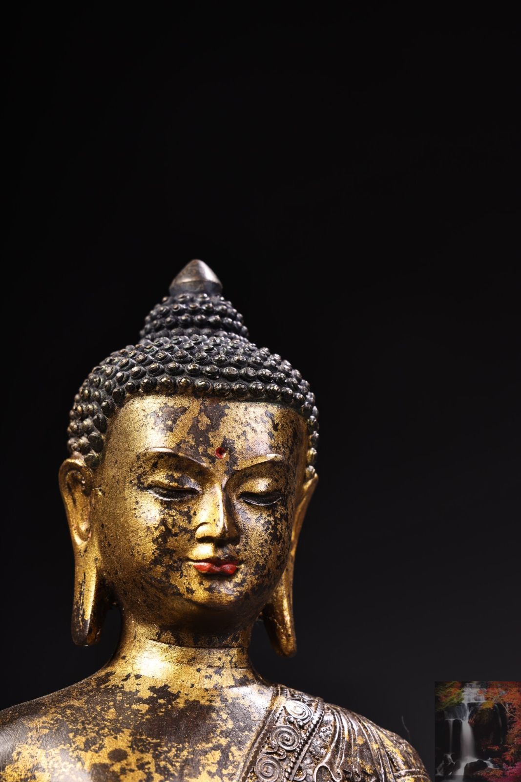 旧家蔵出し 銅製 泥金 浮彫 鏨刻 釋迦牟尼像 仏像 密宗密教 供養品 古