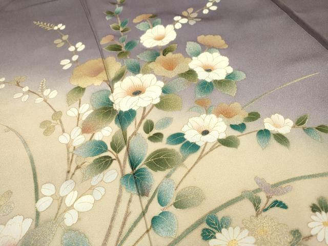 平和屋着物▽訪問着 螺鈿 草花文 暈し染め 金彩 正絹 逸品 DAAU9975fe