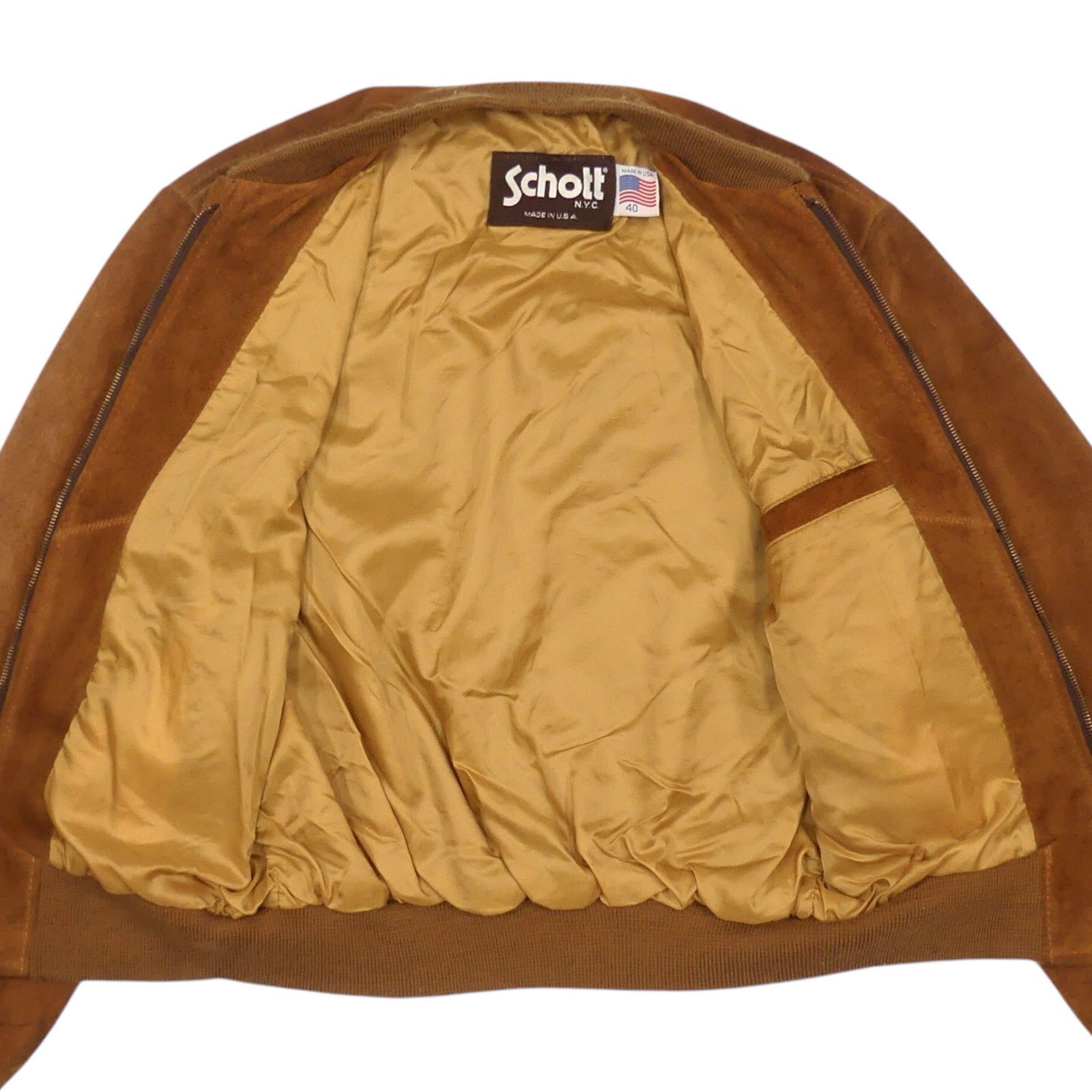 アメリカ製 Schott ショット MA-1 レザーフライトジャケット 40 茶