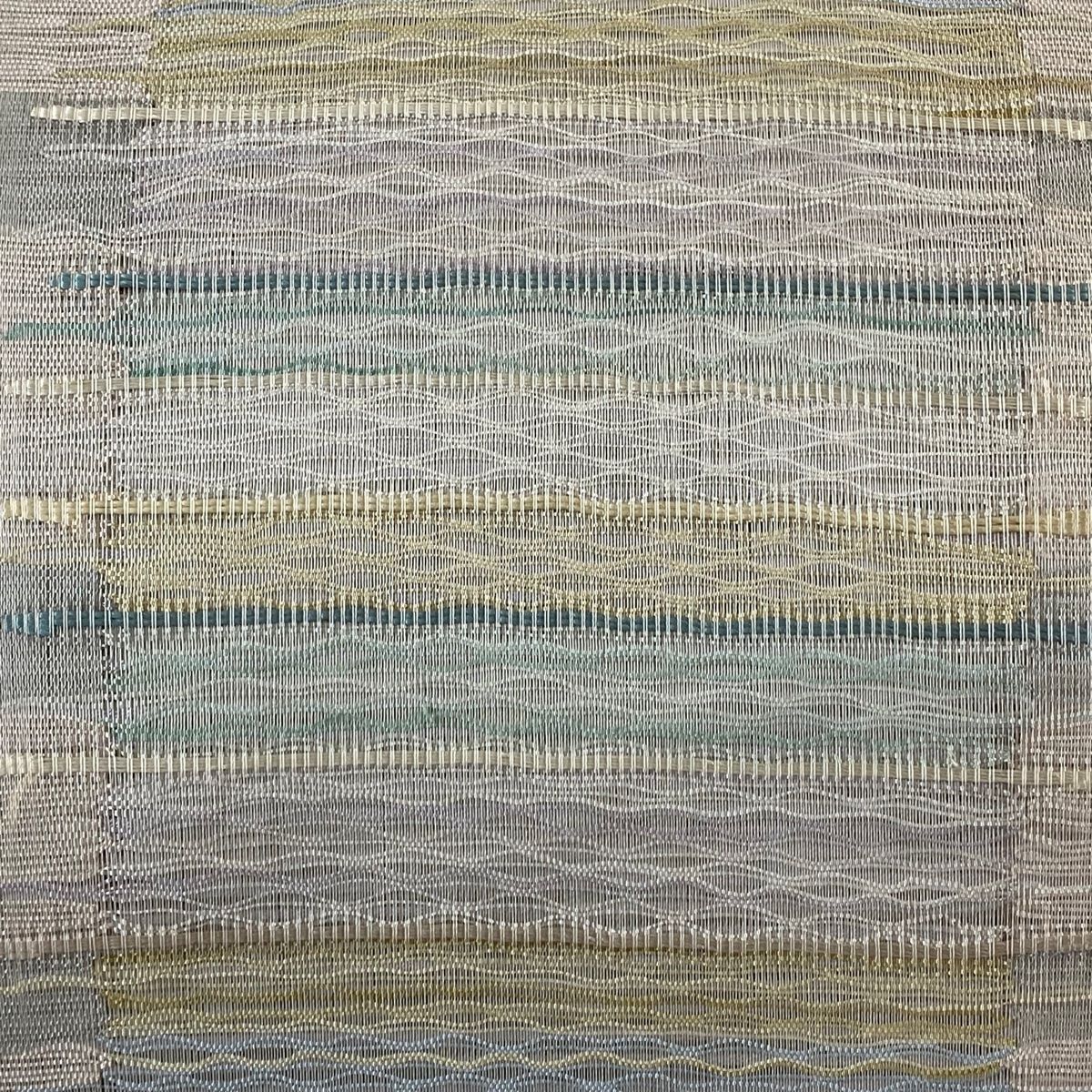 名古屋帯 美品 秀品 夏帯 絽 八寸名古屋帯 松葉仕立て 縞 灰色