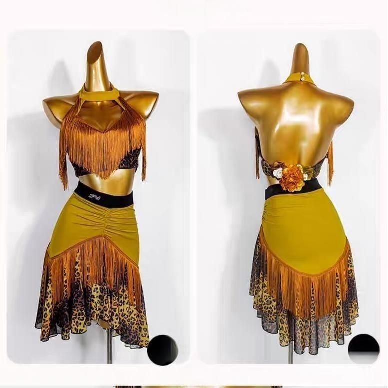 セール中！ 社交ダンスドレス ベリーダンス衣装 ラテンダンス 練習着 ステージ衣装 フリンジスカートセット ギフト