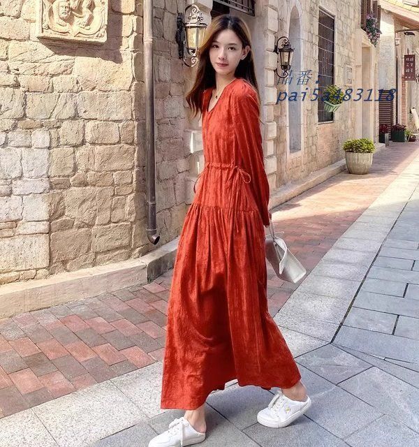 ワンピース マキシ丈 長袖 ロングワンピース 長袖 ワンピース ロングワンピース レディース 長袖 ワンピース きれいめ レディース 秋 レディース ワンピース pai5a483118