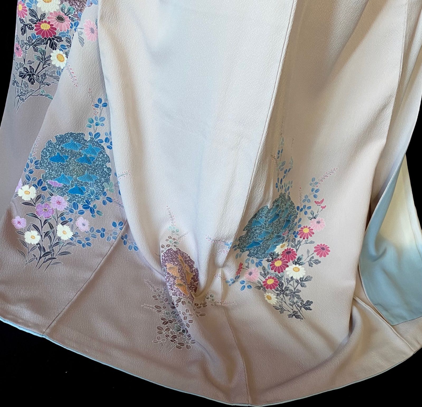 花鳥模様の手描き友禅の訪問着〉SALE トール雪輪ピンクベージュ