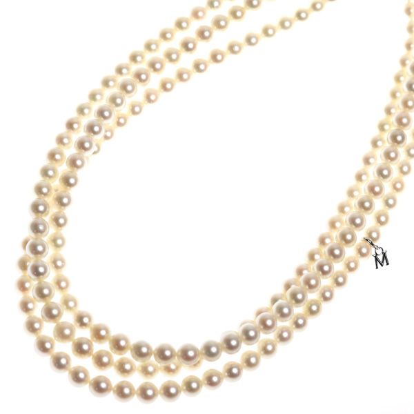 MIKIMOTO ミキモト アコヤ真珠 ３連 ネックレス アコヤパール約6-6.5mm