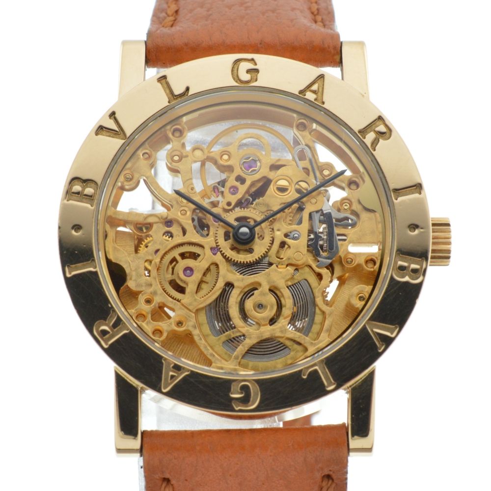 ブルガリ BVLGARI BB33GLSK ブルガリブルガリ スケルトン K18YG/レザー 自動巻き ユニセックス美品 H#136626