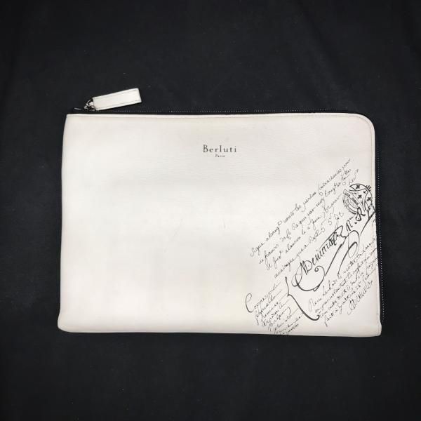 Berluti ベルルッティ カリグラフィ ニノ GM ホワイト クラッチ バッグ
