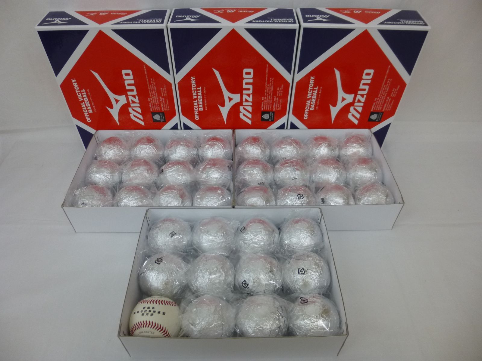 【未使用品】MIZUNO　ミズノ　硬式用　高校試合球　36球　天然皮革　試合球　練習球　記名有り