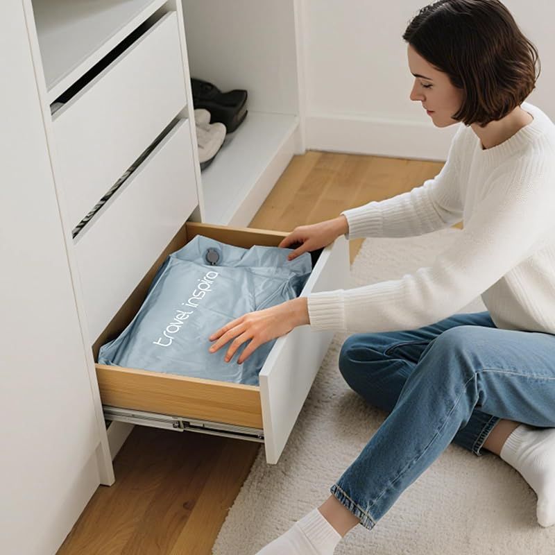 圧縮トラベルバッグ 収納 2枚 電動ポンプ 洗面ポーチ 22L大容量 衣類50%圧縮 3WAY 手動|真空両モード TPU防穿刺素材 完全防水防塵 旅行|収納|浴室掛け対応 スレートブルー 1