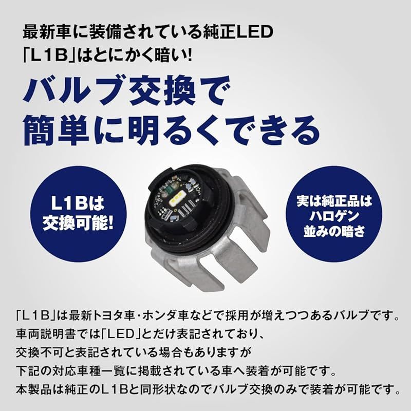 fcl.(エフシーエル) L1B LED フォグランプ 交換用バルブ ホワイト 白 車検対応 12V 車専用 左右分2セット入り 新型 対応 ヤリス  ヤリスクロス カローラクロス 80ハリアー 220 クラウン 200系 ハイエース 7型 ステップワゴン ホン - メルカリ