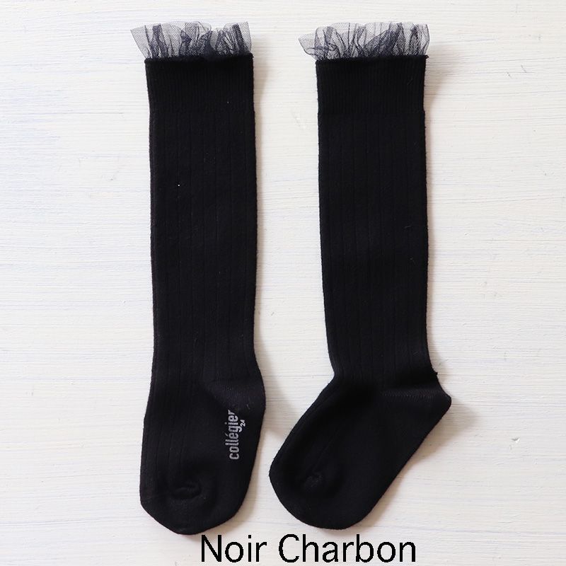 【新品・未使用】collegien(コレジアン) Manon【Noir Charbon】Tulle socks チュールハイソックス キッズ レディース 靴下【2957】