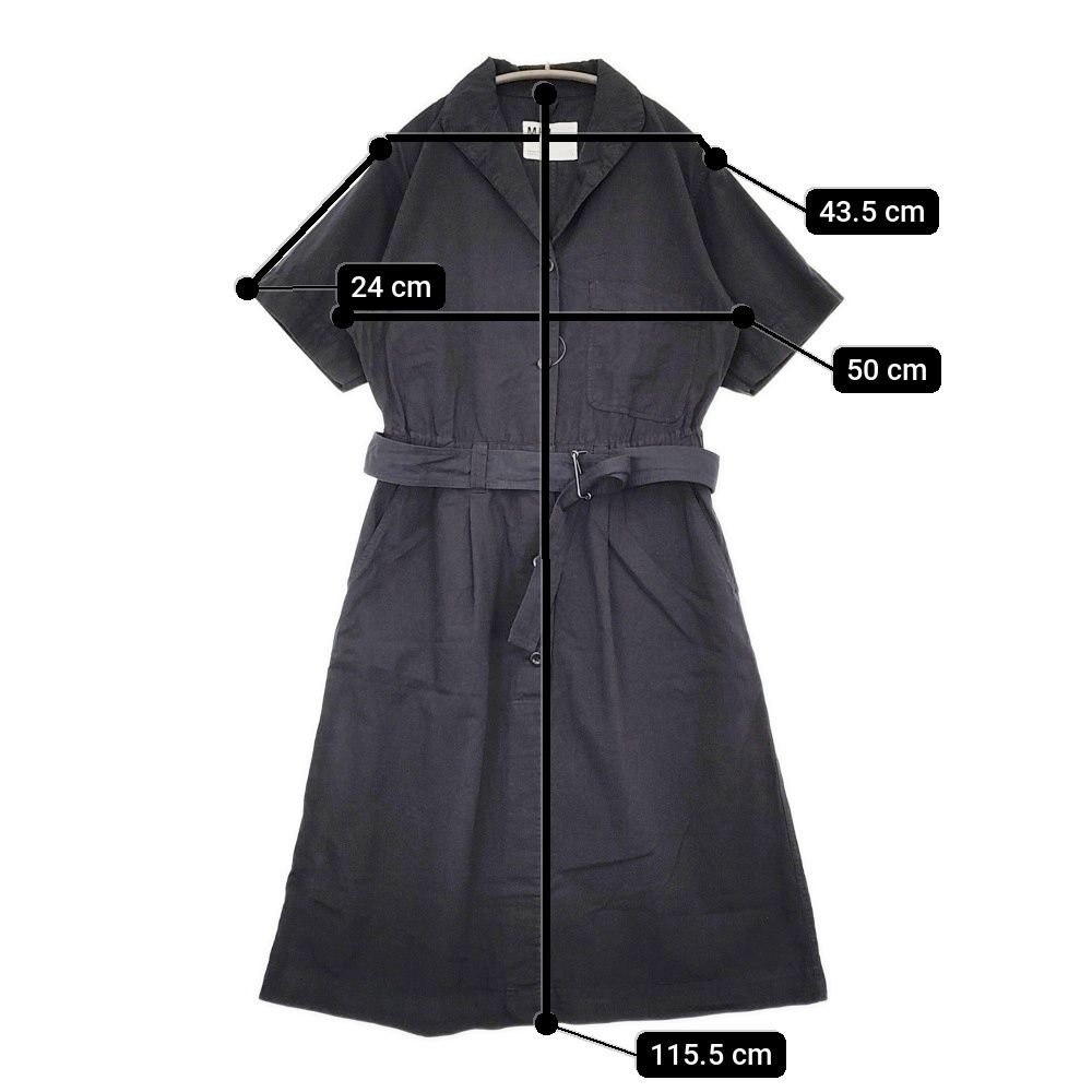 美品✨マーガレットハウエル ギンガムチェック シャツワンピース 半袖 黒×グレー MHL. 595-1157551 COTTON LINEN SHIRTING サイズ1 ベルト付き