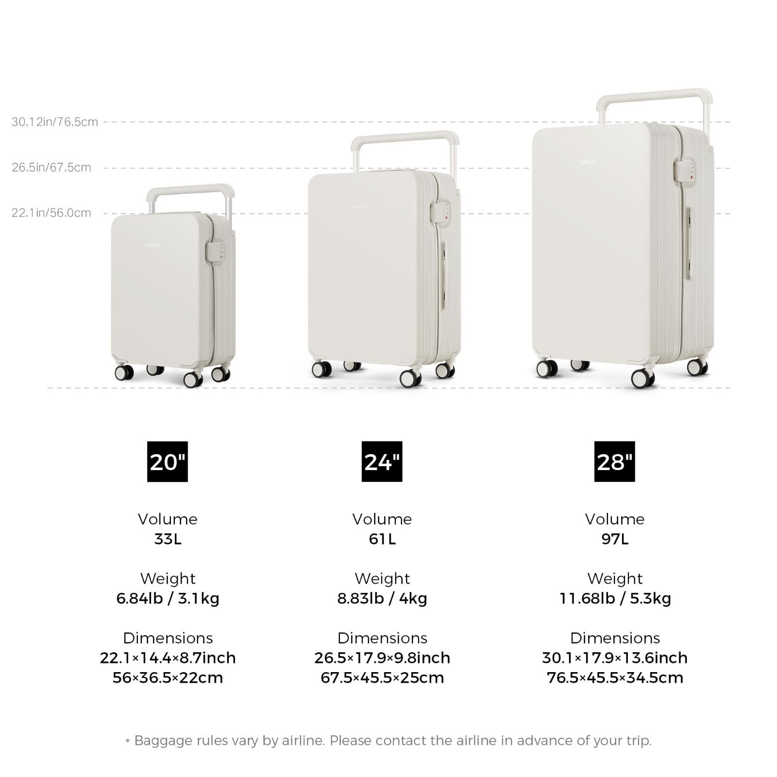 TUPLUS] スーツケース 超軽量 大型 キャリーケース 機内持込 耐衝撃