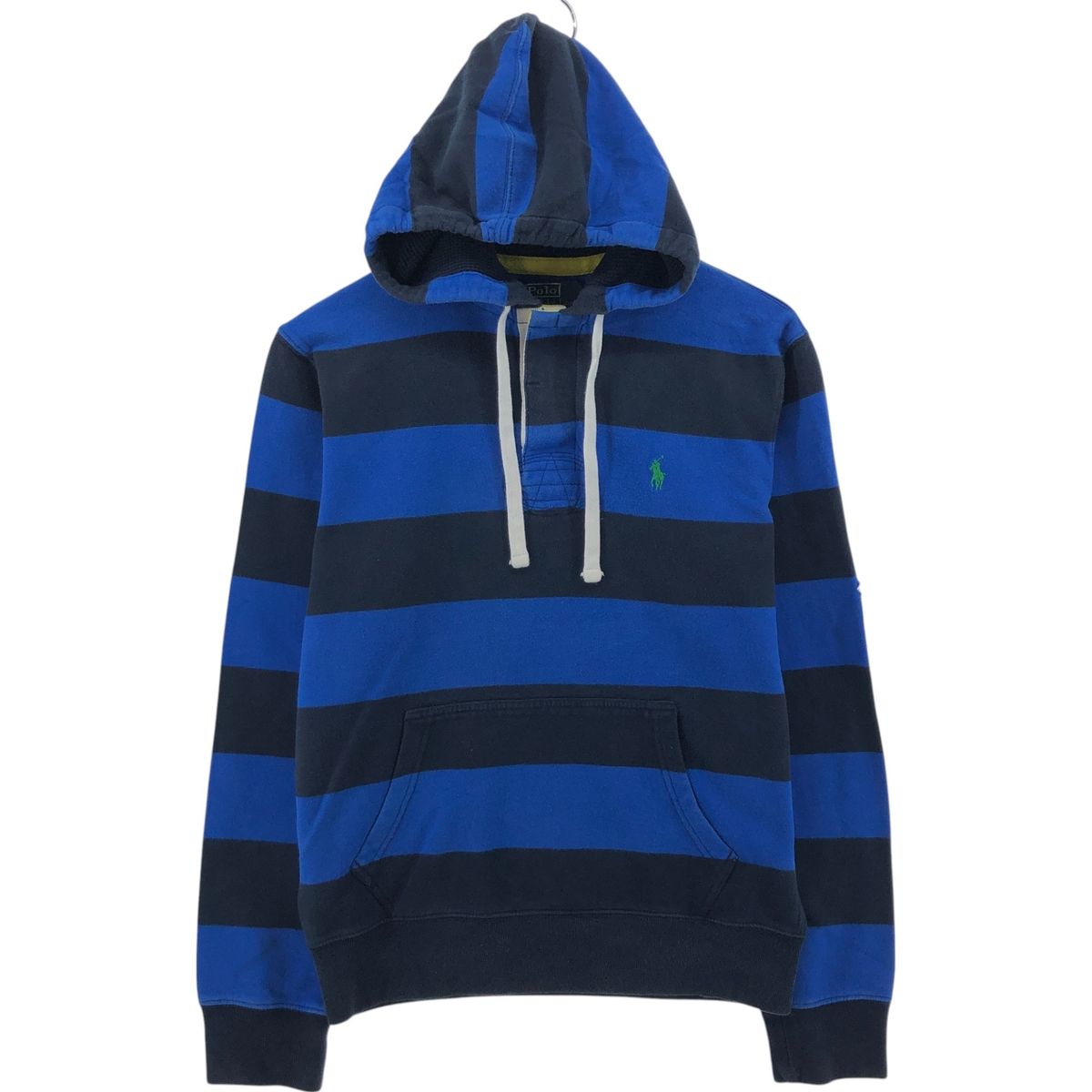 古着 ラルフローレン POLO by Ralph Lauren ボーダー柄 ラガーシャツタイプ スウェットプルオーバーパーカー メンズS相当/eaa413187