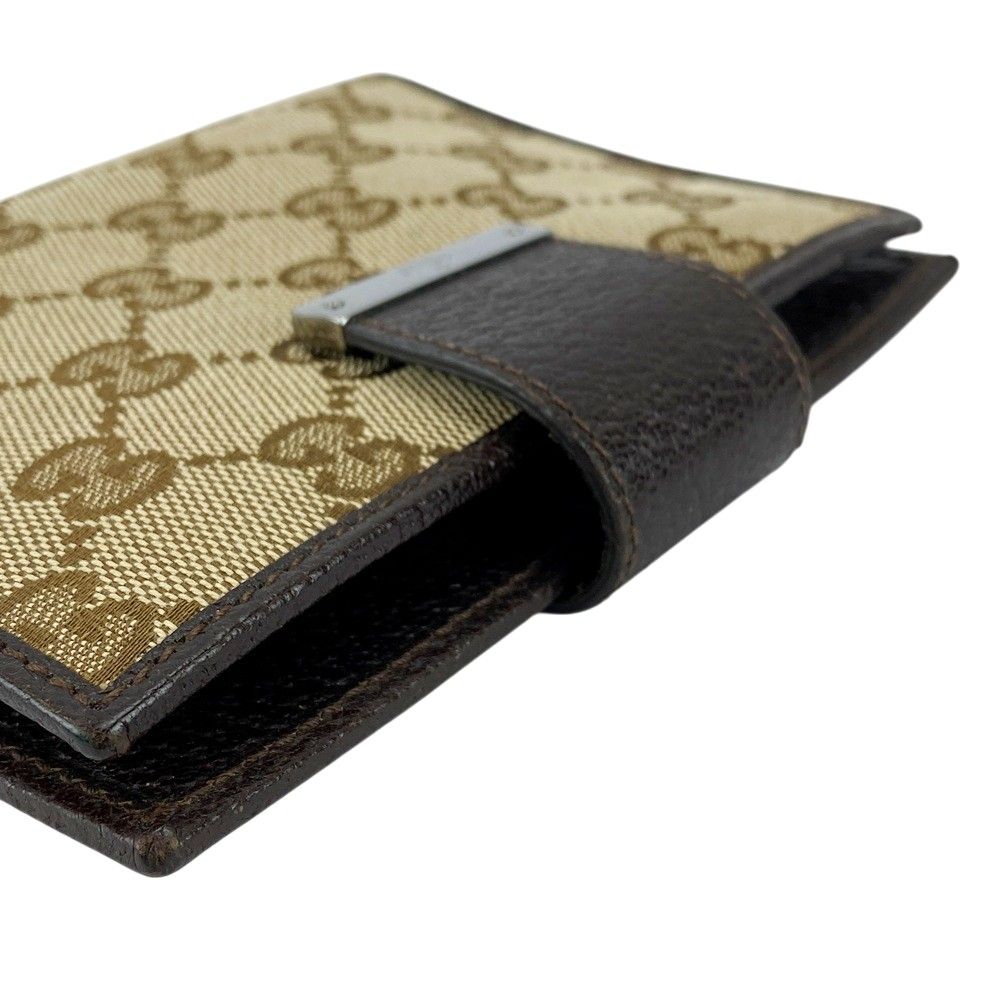 □中古□ グッチ GGキャンバス アジェンダカバー 手帳 レザー ブラウン  