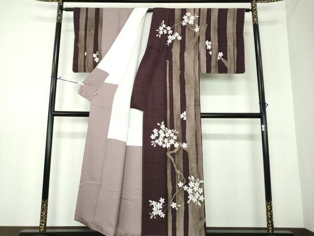 平和屋着物●訪問着　作家物　枝桜　金彩　反端付き　正絹　逸品　未使用　DAAV6687ps 平和屋着物○訪問着 作家物 枝桜 金彩 反端付き 正絹 逸品