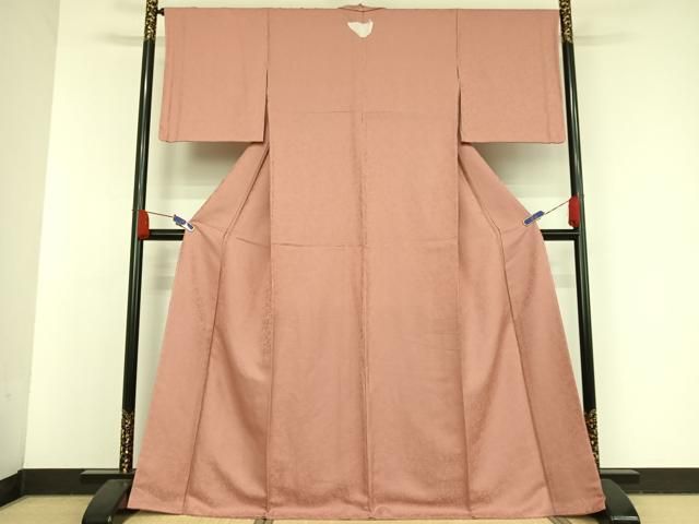 平和屋着物●上質な色無地　南天地紋　紅梅色　正絹　逸品　未使用　AAAV9003np 平和屋着物○上質な色無地 南天地紋 紅梅色 正絹 逸品 未使用