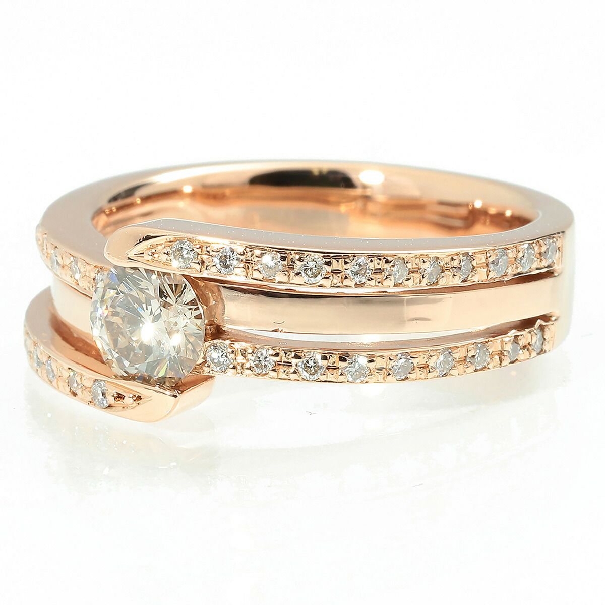 ダイヤモンド 0.48ct ダイヤモンド 0.21ct ピンクゴールド K18PG リング VSクラス 指輪 12号 プレラブド 返品OK