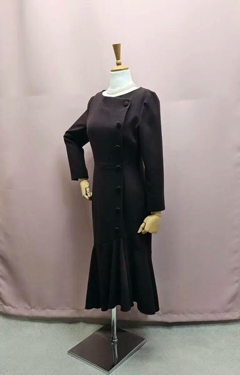 ボタン ロング丈ワンピース