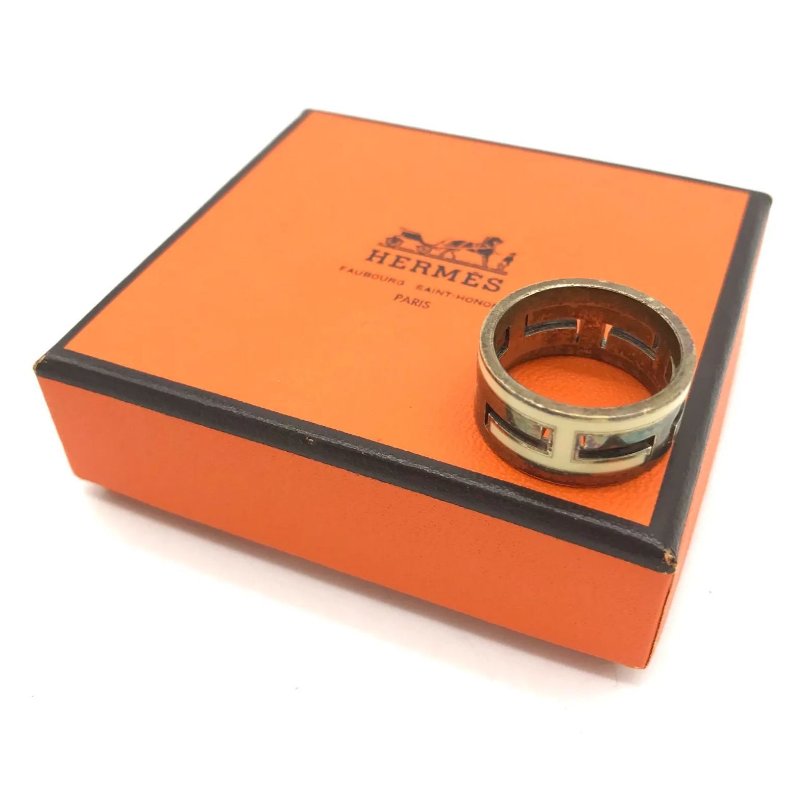 HERMES ムーブアッシュ　13号 HERMES エルメス ムーブアッシュ H ロゴ リング 指輪 13号 Ag
