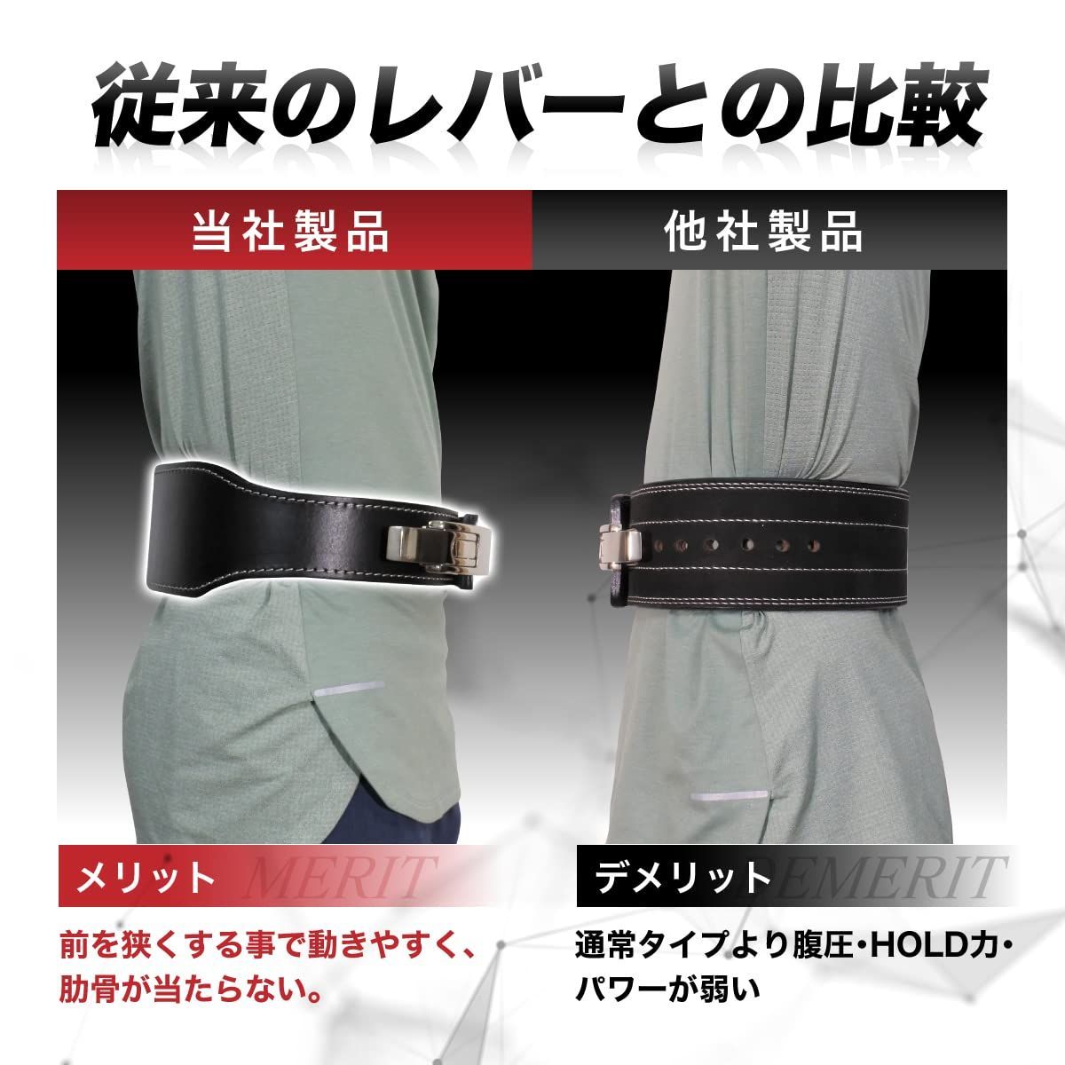 レザー トレーニングパワーベルト ブラック レバーアクション