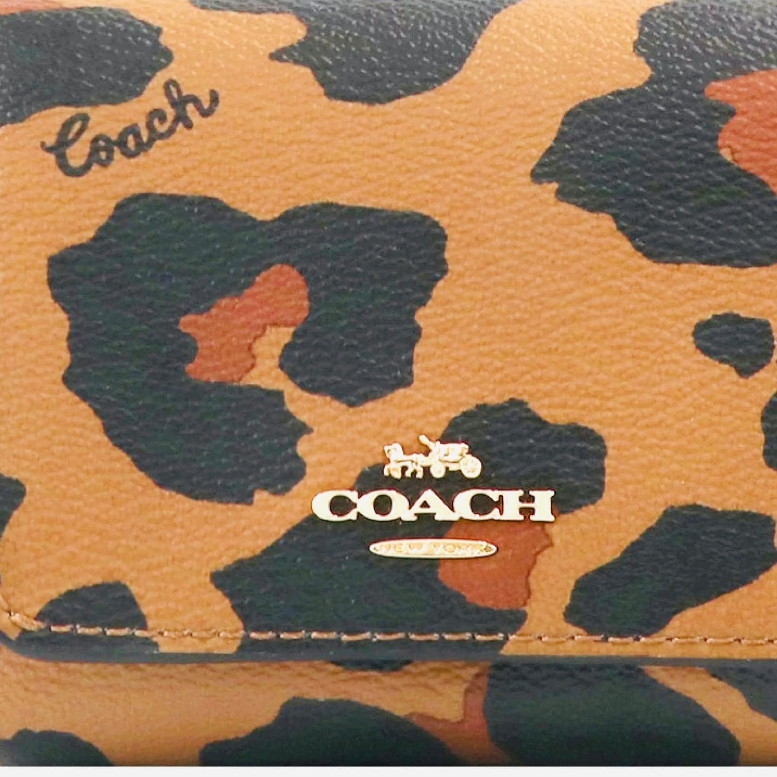 COACH コーチ 三つ折り財布 レオパード ヒョウ柄　7285