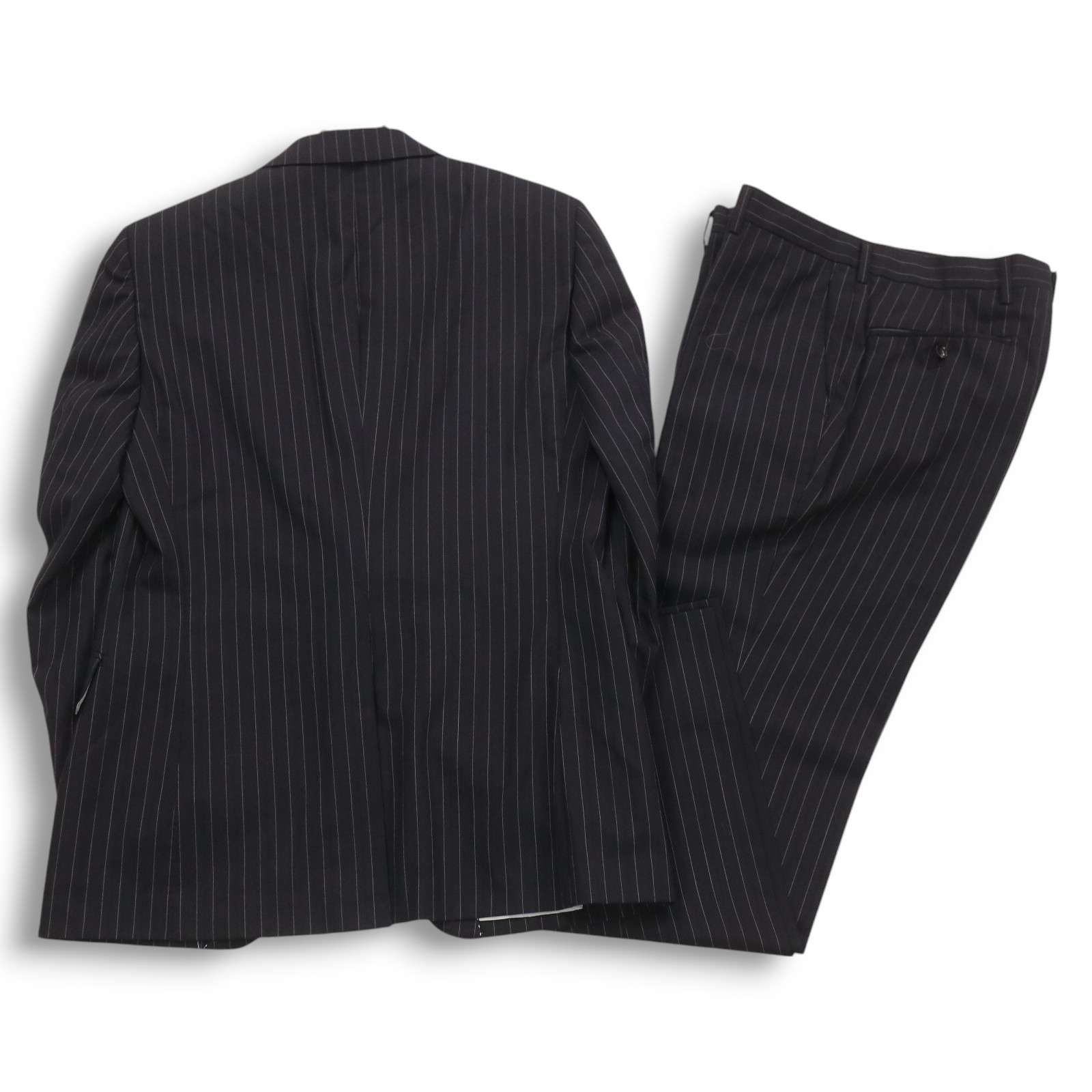 美品 シルク混✨バーバリー ブラックレーベル ストライプ 背抜 3ピーススーツ ☆最高級☆ バーバリー スリーピース セットアップ スーツ