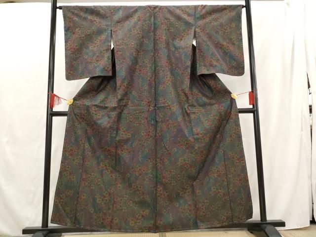 平和屋着物□本場大島紬 7マルキ 草花文 正絹 逸品 未使用 AAAU4655st  