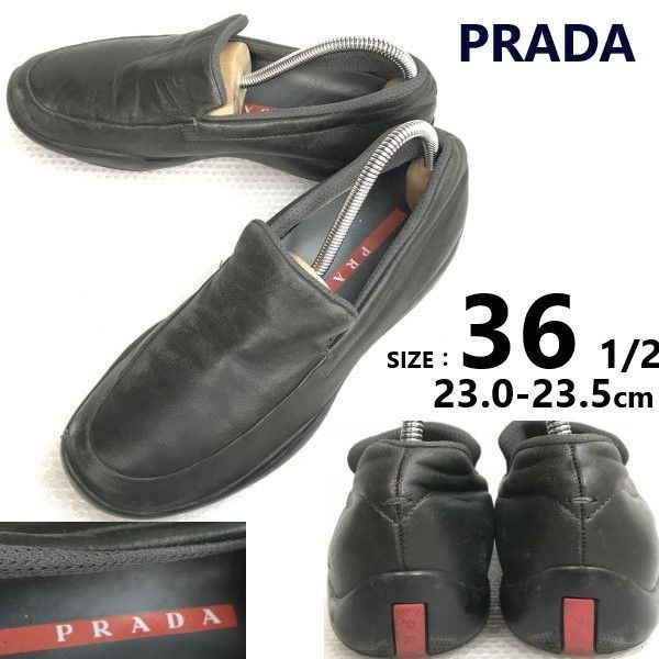 イタリア製☆PRADA/プラダ☆スリッポンシューズ/ローファー【36.5/23.0-23.5/レディース/黒】モカシン/ビジネスシューズ/Leather/Dress  shoes◇bB-159 - メルカリ