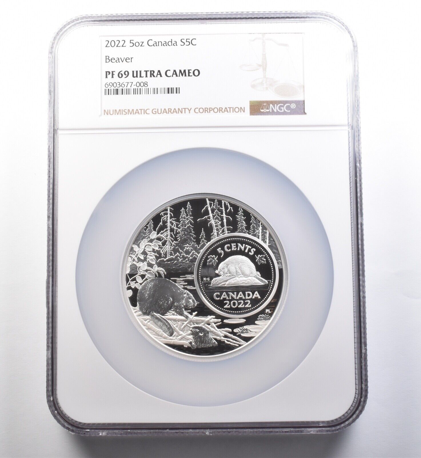 2025年 カナダ 5オンス 銀貨 5セント ビーバー PF69 UCAM NGC
