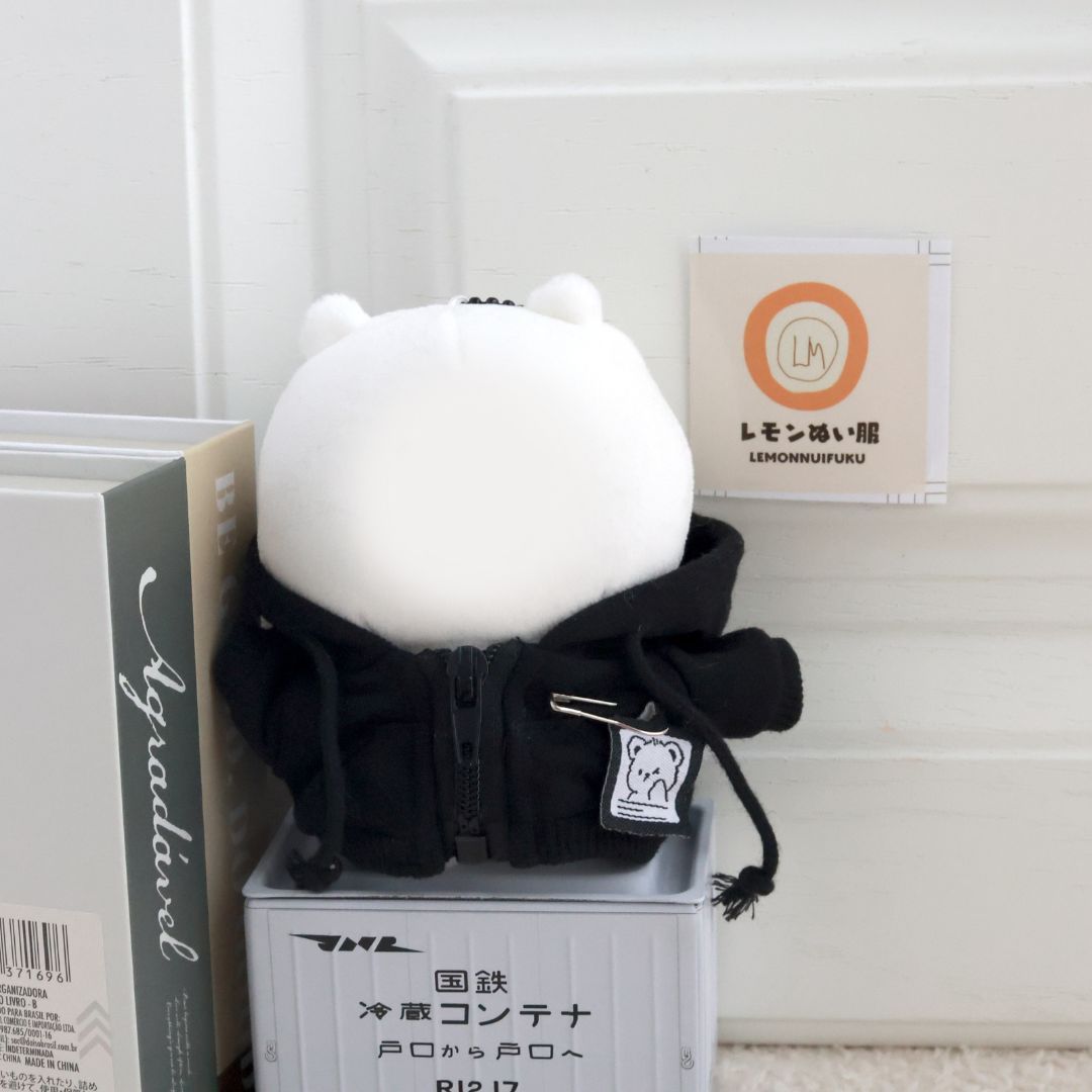 10cm 着せ替え ぬい服 小さい くま柄 パーカー トップス 黒 ぬいぐるみ