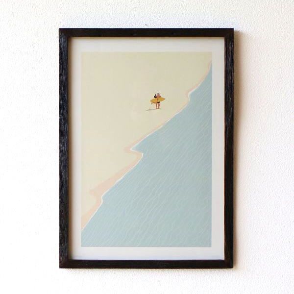 アクリル画　原画　「花の咲くビーチ05」額縁付き　SMサイズ　風景画 美術品・アンティーク・コレクション アクリル画 原画 「花の咲く