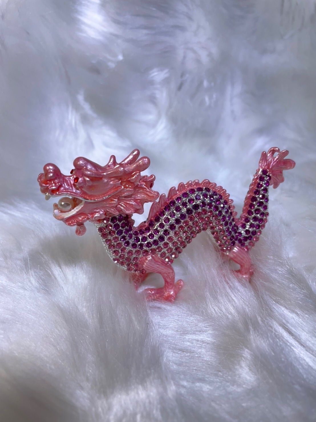 赤龍 七宝焼き ラインストーン付き 金属製置物 6cm 赤龍 七宝焼き ラインストーン付き 金属製置物 6cm