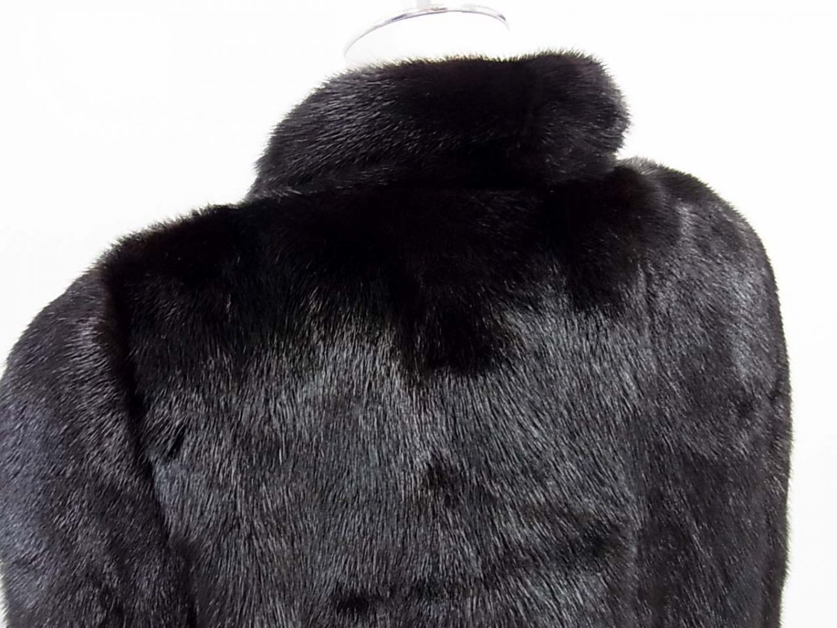◇SAGA MINK 高級本毛皮 ブラックミンクコート セミロング サガミンク