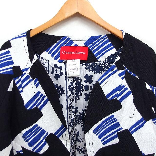クリスチャンラクロワ ノーカラージャケット 38 クリスチャンラクロワ CHRISTIAN LACROIX 柄 ノーカラー