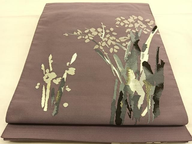 平和屋着物○爪掻き本綴れ 八寸名古屋帯 洋花文 金