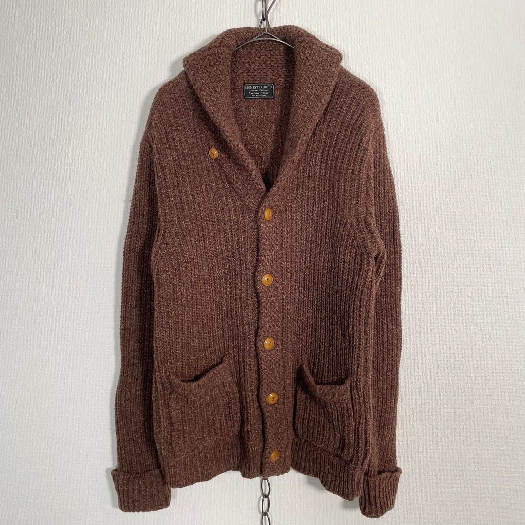 J.S STEAD リブニット ショールカラーカーディガン Mサイズ J.S HOMESTEAD リブニット ショールカラーカーディガン Mサイズ