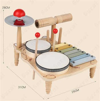知育玩具 モンテッソーリ教具 木製 楽器 5点セット 木琴 ドラム 太鼓