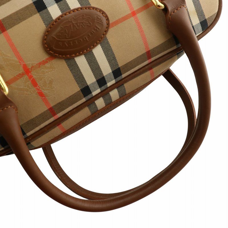 バーバリーズ Burberrys ボストンバッグ ハンド ミニ キャンバス レザー ノバチェック ロゴ 茶色 ブラウン XZ GY17 DECORATOM_COM_BR