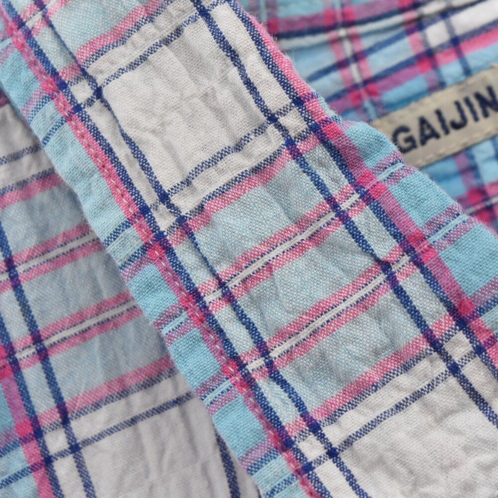 GAIJIN MADE ガイジンメイド 長袖シャツ ハリウッドランチマーケット GAIJIN MADE ガイジンメイド 外人公司 ハリラン チェックシャツ 青