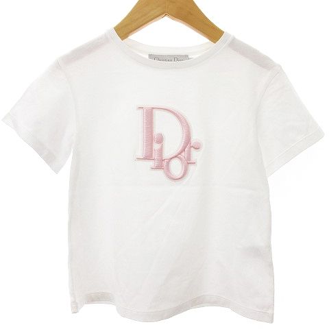 クリスチャンディオール Christian Dior Tシャツ カットソー 半袖 丸首 クルーネック オブリーク ワッペン 刺繍 白 ホワイト 6 110位 SM1