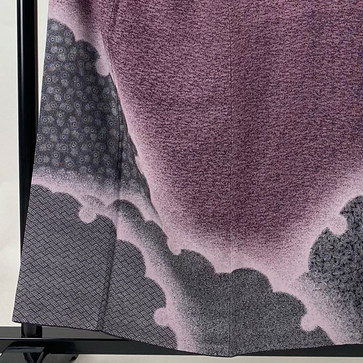 訪問着 身丈156.5cm 裄丈65cm M 袷 落款 雪輪 菊 ぼかし 紫 正絹 美品  